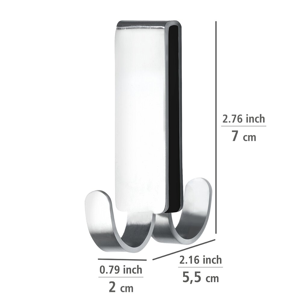 Crochet double de paroi de douche Vieste  acier inox, mat