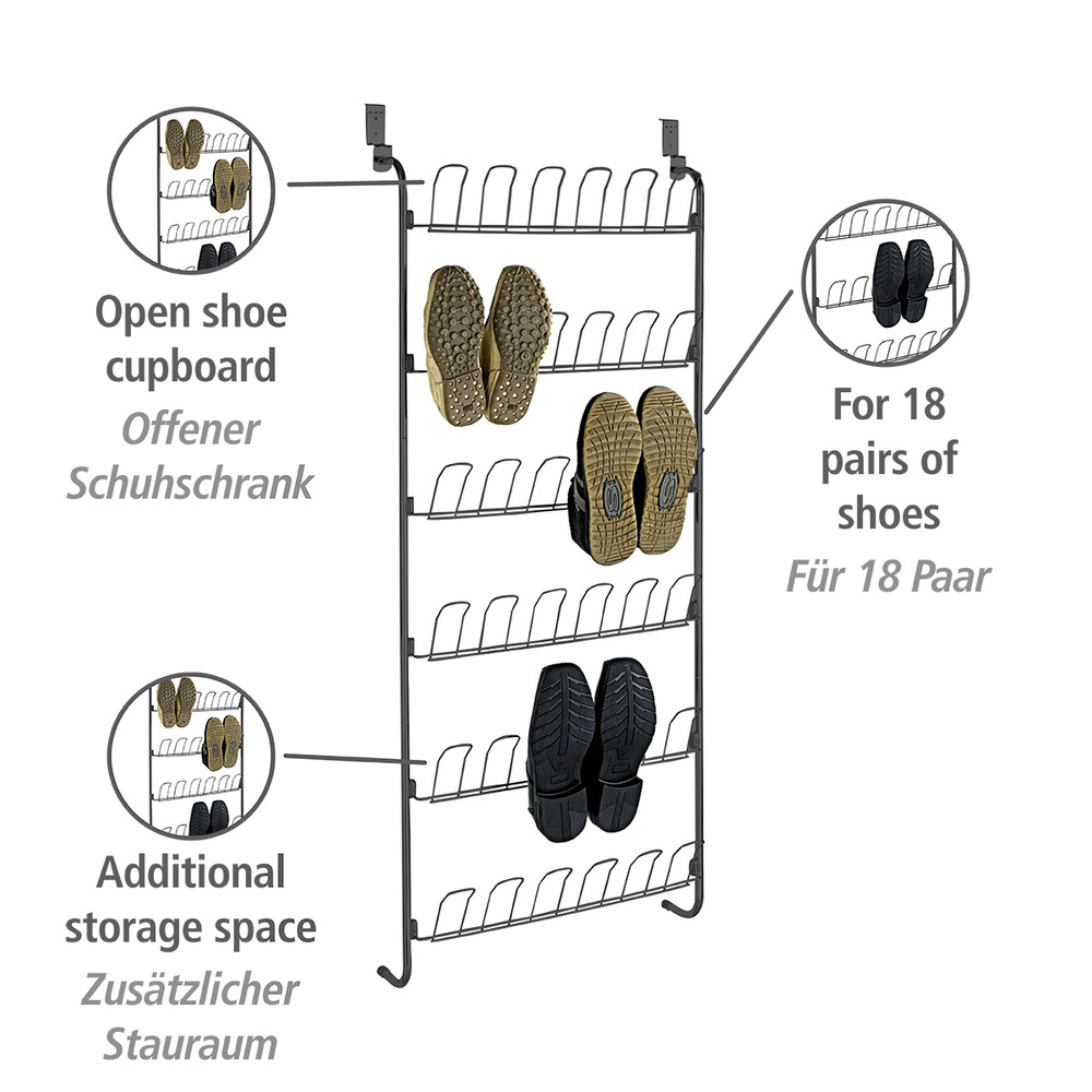 Türregal für Schuhe Schwarz  für 18 Paar