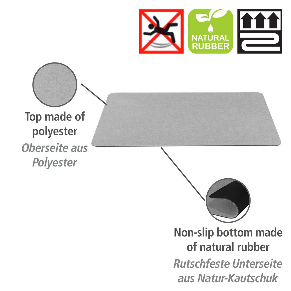 Tapis de bain à séchage rapide Gris  en 100 % polyester