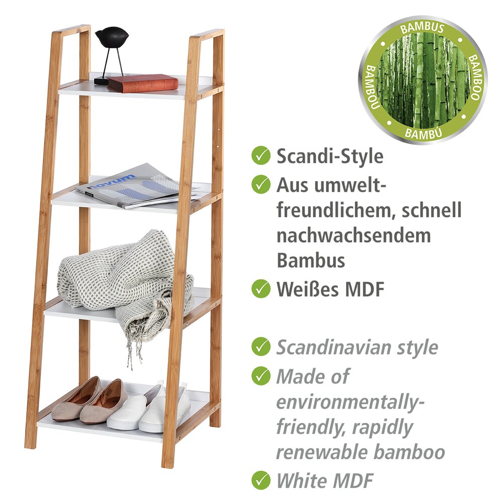 Étagère Finja, 4 niveaux  en bambou