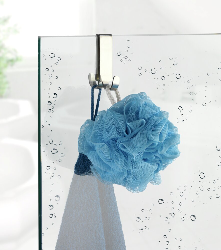 Crochet double de paroi de douche Vieste  acier inox, mat