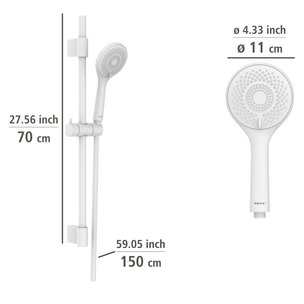 Brauseset Watersaving Weiß  Länge Stange: 70 cm