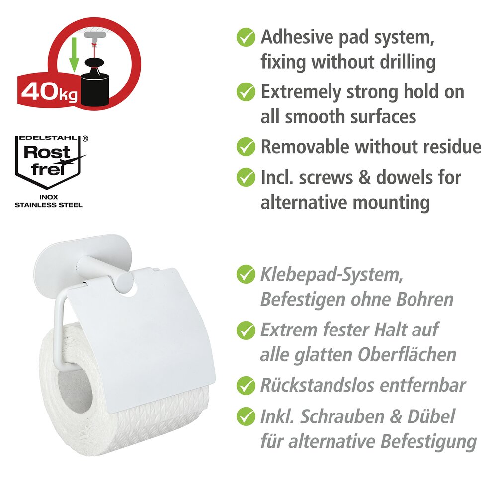 Turbo-Loc® toiletrolhouder met deksel Orea Wit mat