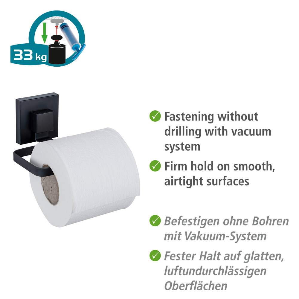 Vacuum-Loc® Toilettenpapierhalter Mod. Quadro Schwarz  Befestigen ohne Bohren