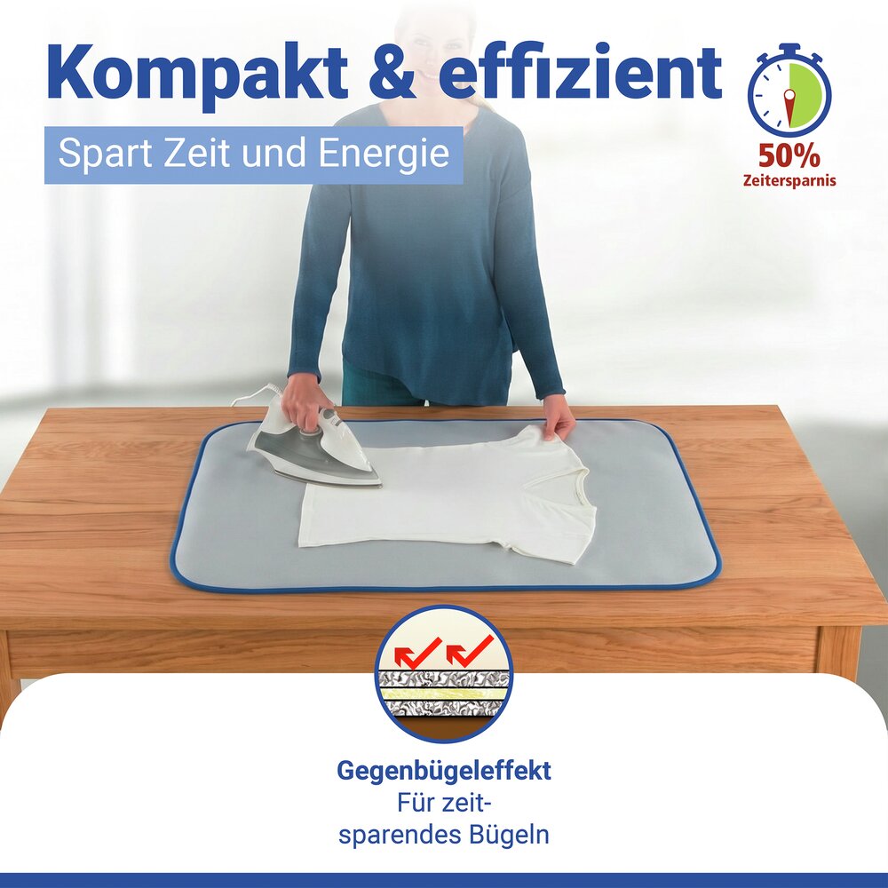 Tapis de repassage Mod. Basic, 100 x 65 cm  réfléchit la chaleur, jusqu'à 50 % de temps gagné