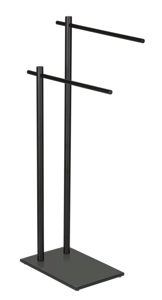 Handtuchständer Mod. Resera, schwarz, Stahl, 42x82x20 cm  mit Sicherheitsglas-Bodenplatte