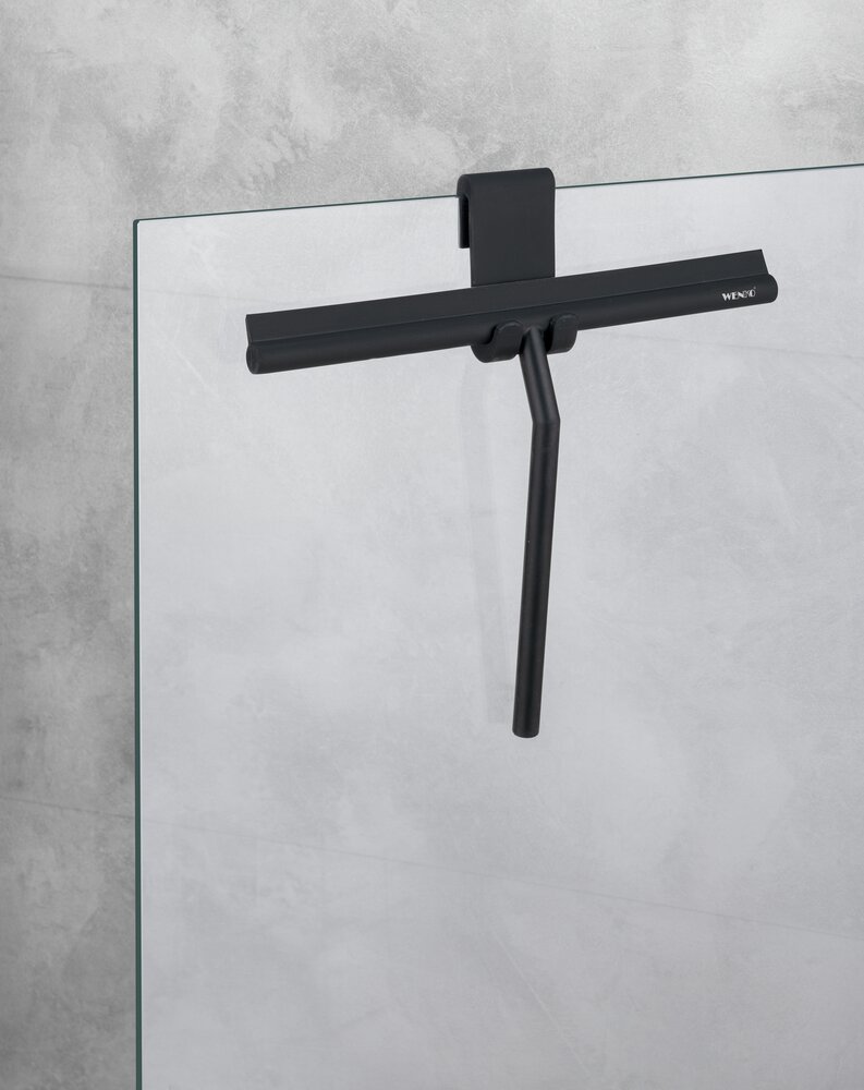 Badezimmerwischer Mod. Mola Silikon XXL Schwarz  Extra breite Wischfläche