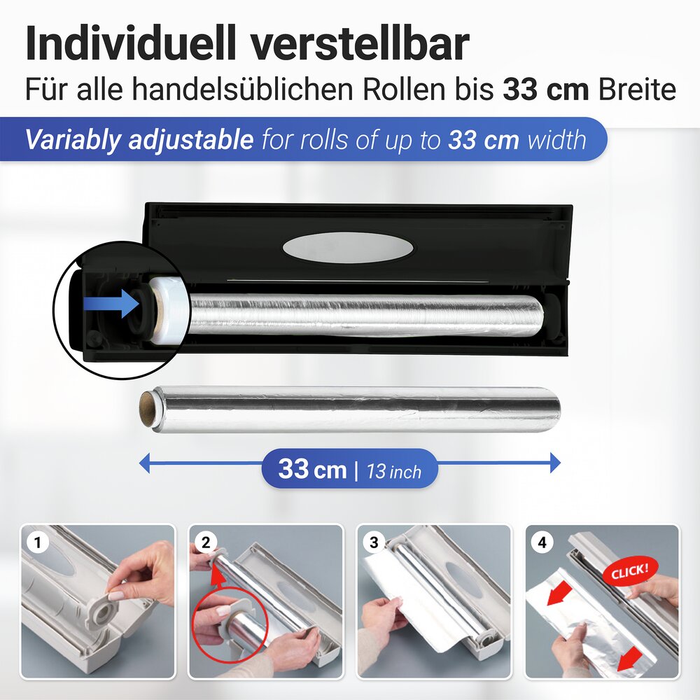 Folienschneider Mod. Perfect Cutter Schwarz  für Frischhaltefolie und Alufolie