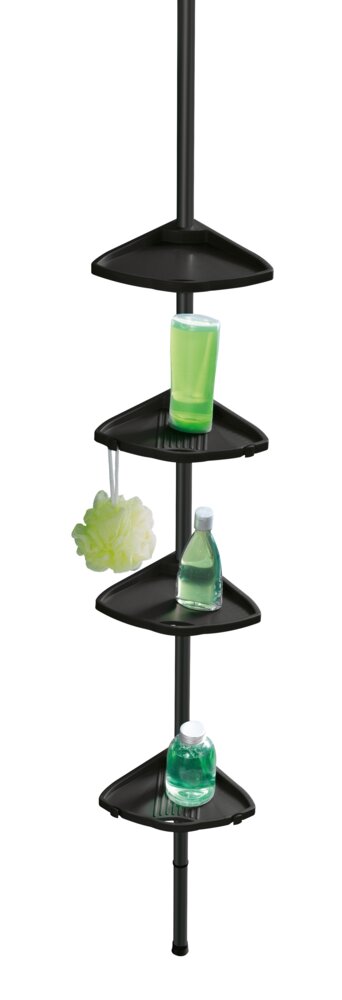 Coin douche Mod. Compact, noir, aluminium, 26x78-275x19,5 cm  montage facile sans percer