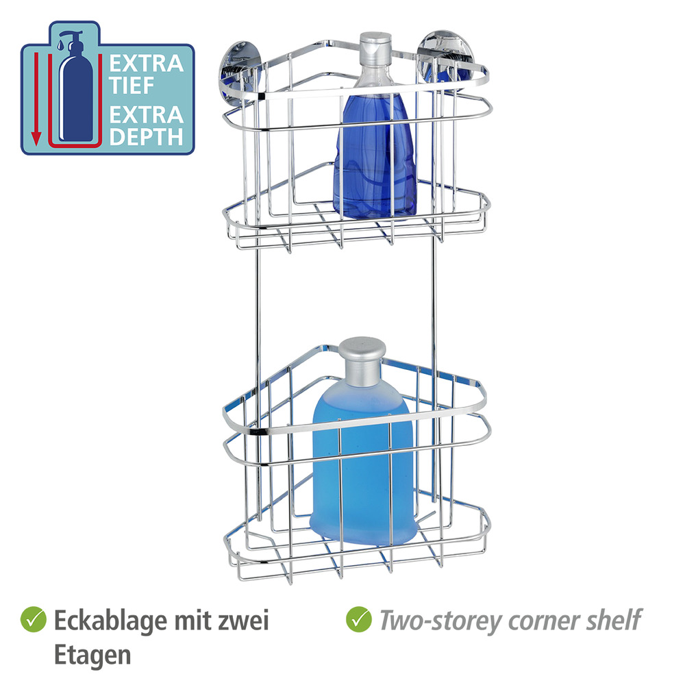 Turbo-Loc® Edelstahl Eckregal 2 Etagen  rostfrei, Befestigen ohne bohren