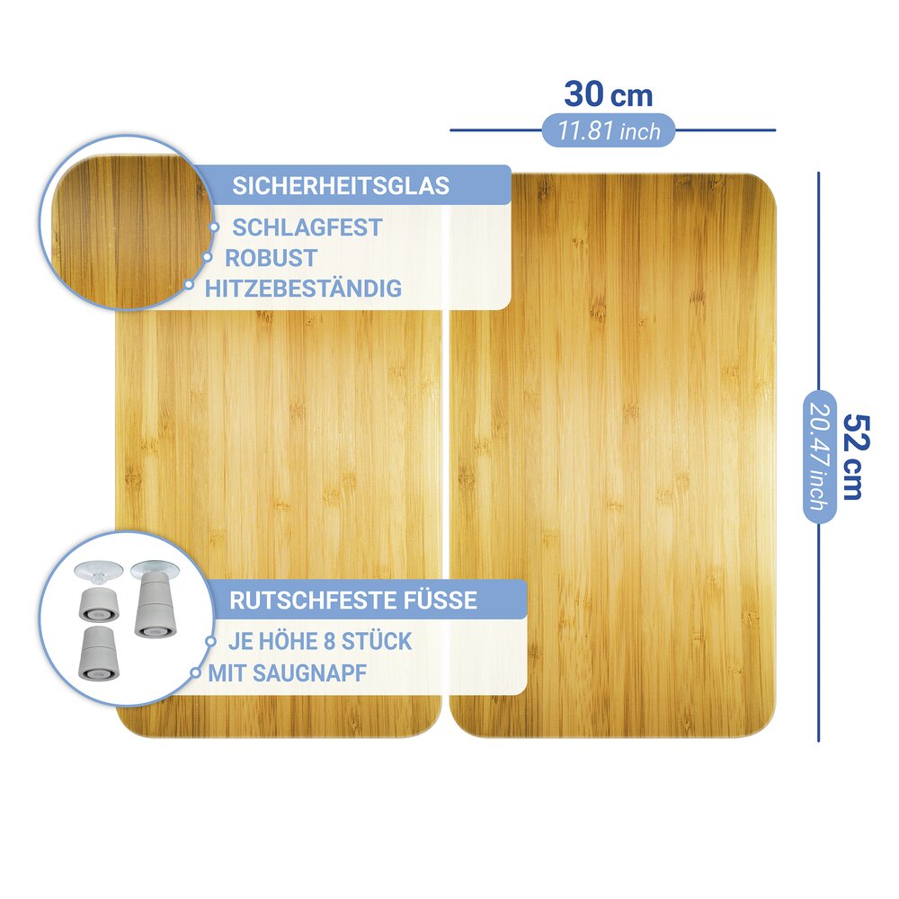Plaque de Recouvrement Universelle Mod. Décor Bois, set de 2  pour tous les types de cuisinières