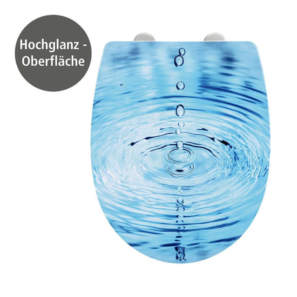 Toiletzitting Droplets - WENKO Soft close toiletzitting Tavola, toiletdeksel, toiletzitting, Flix Clip hygiënebevestiging, Gemakkelijke montage, Duroplast, Ovaal, Motief