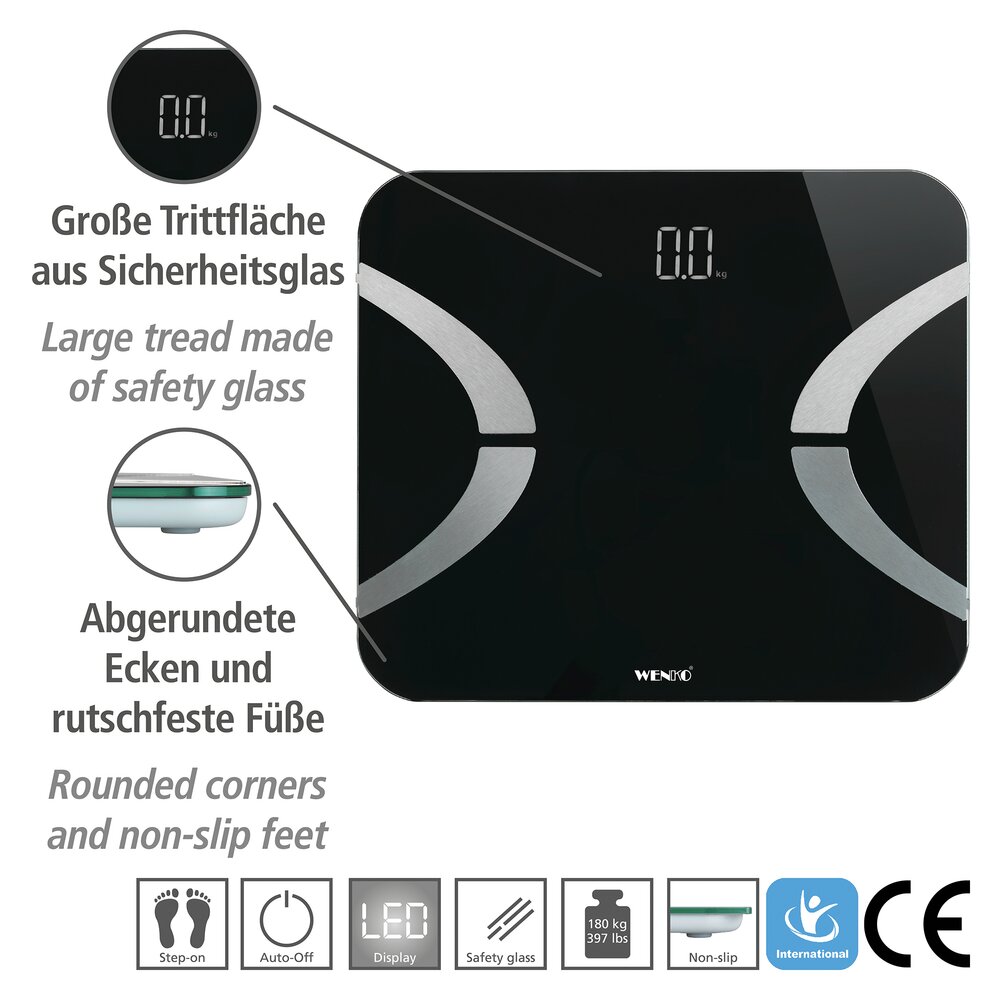 LED-analyseweegschaal met Bluetooth Zwart