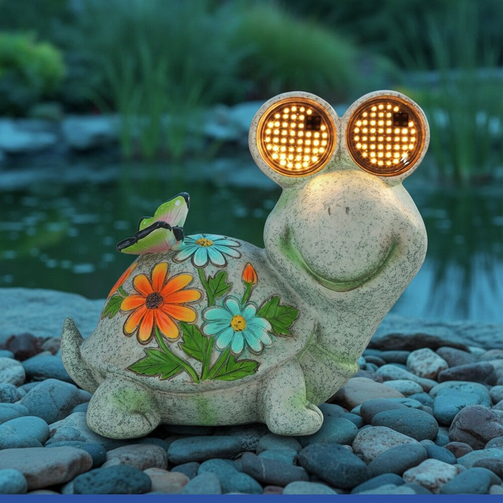 LED Gartenfigur Schildkröte Mod. Blinky Eyes solarbetriebene Gartendekoration mit leuchtenden Augen