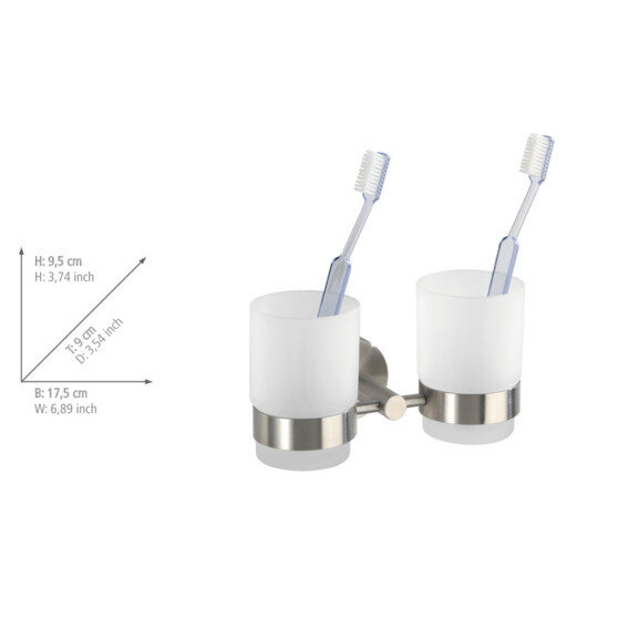 Zahnputzbecher mit Halter Duo Mod. Bosio Edelstahl rostfrei