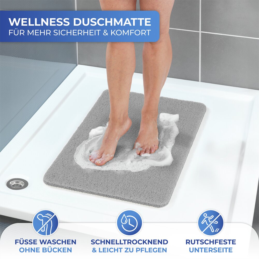 Wellness Duschmatte, Grau  schnelltrocknend