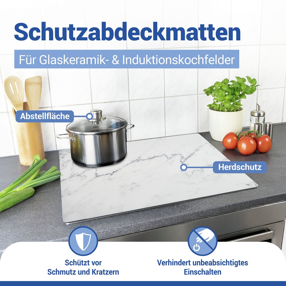 Tapis de protection Mod. Marbre 60 x 52 cm  tapis résistant à la chaleur pour plaques de cuisson