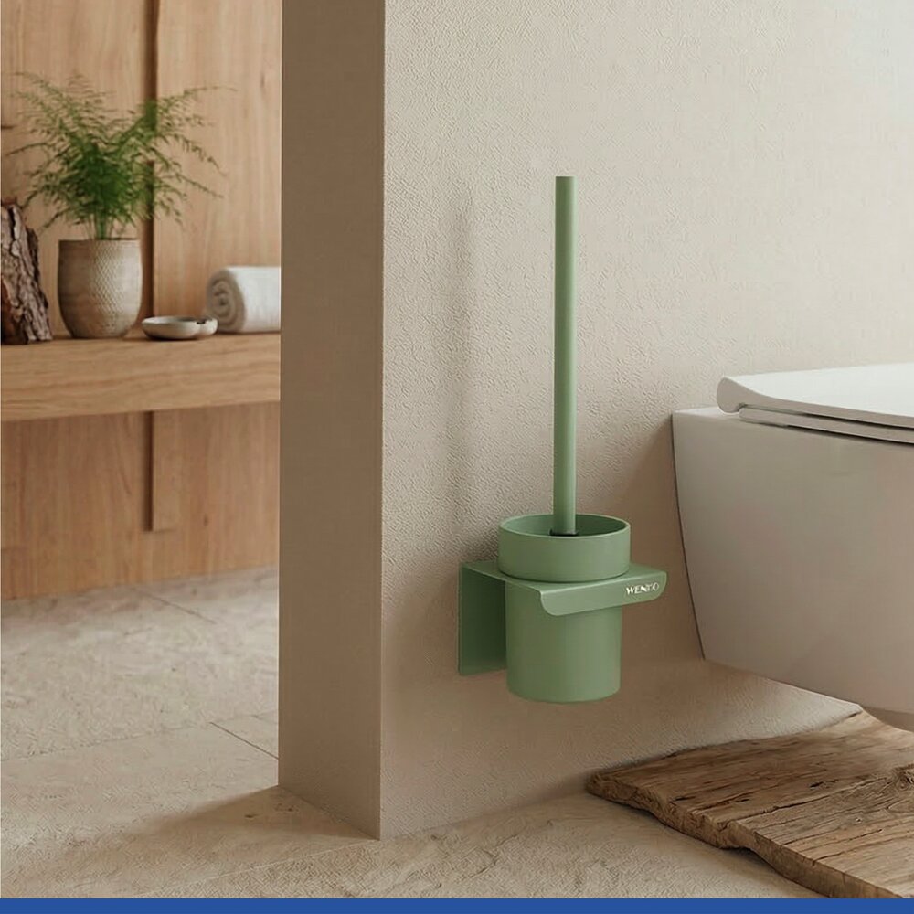 Turbo-Loc® WC-Garnitur Mod. Lizan Grün  mit Silikon-Bürstenkopf, Befestigen ohne Bohren