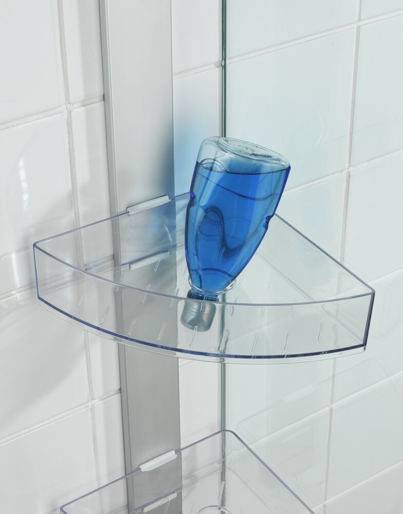 Valet de douche d'angle Premium  avec 2 étagères et crochets