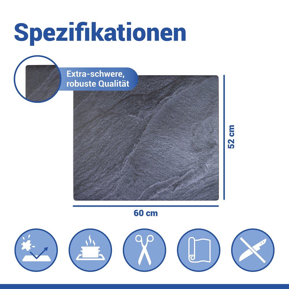Tapis de protection Mod. Ardoise 60 x 52 cm  tapis résistant à la chaleur pour plaques de cuisson