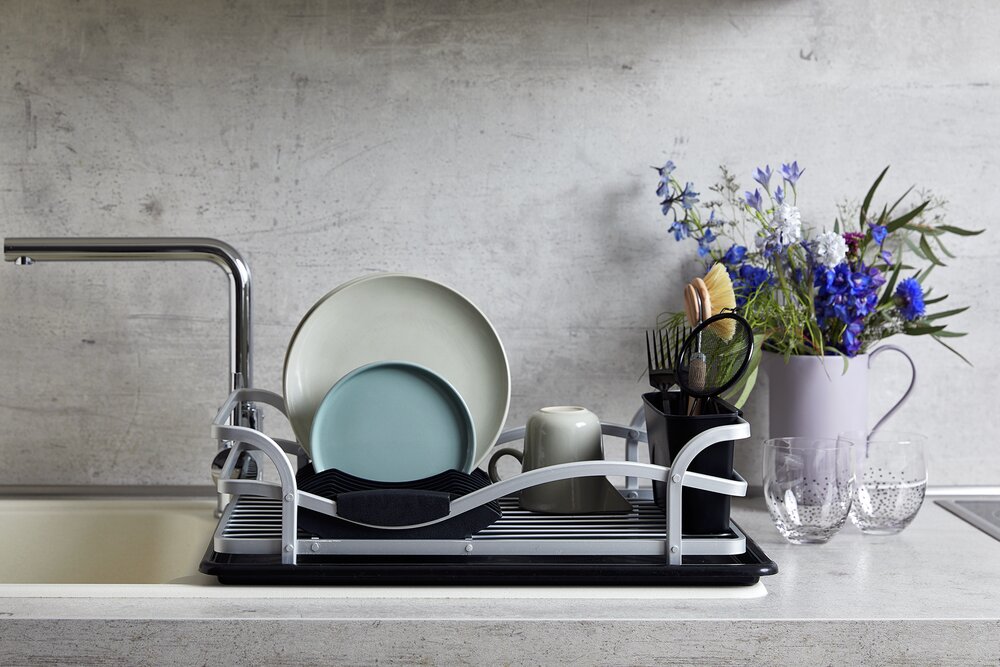 Geschirrabtropfer Alu  aus rostfreiem Aluminium und Kunststoff