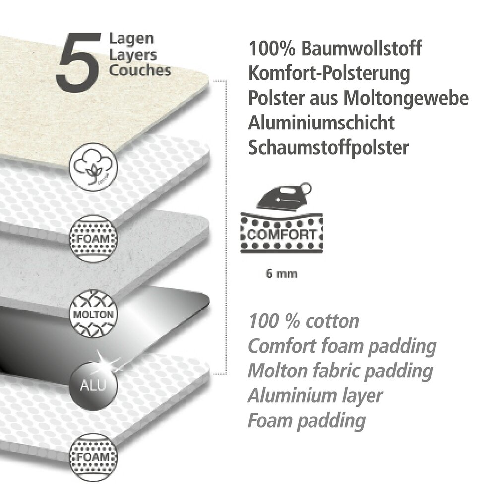 Bügeltischbezug Air Comfort mit Blitzbüglerzone XL/Universal  Bügelbrettbezug, 140 x 48 cm, mit Blitzbüglerzone