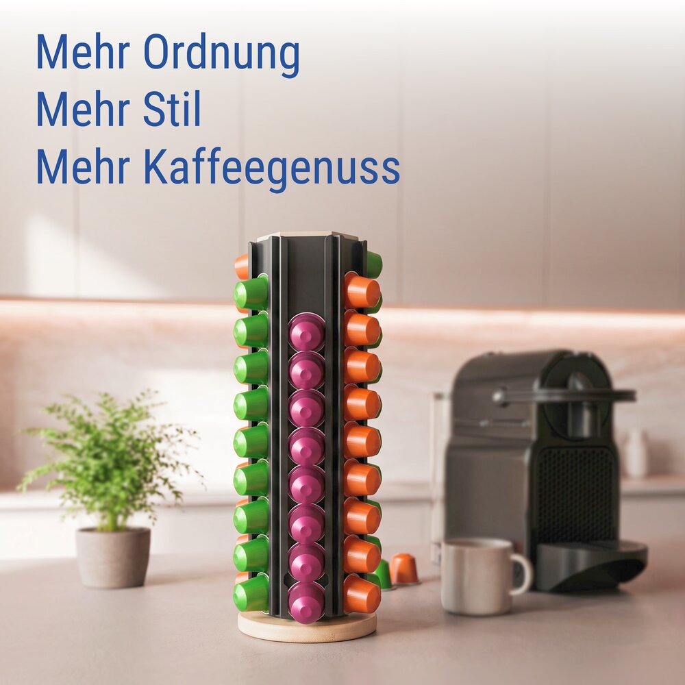 Porte-capsules pour 60 capsules de café, noir  autonome, rotatif à 360°