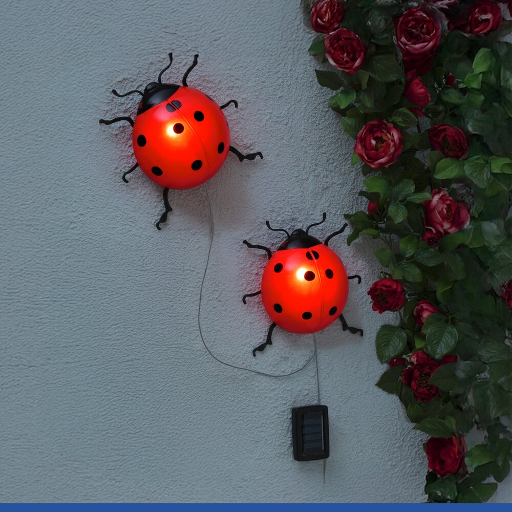 LED Solarleuchte Marienkäfer, 2er Set  dekorative Gartenbeleuchtung