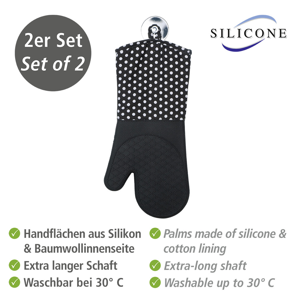 Topfhandschuhe Silikon Schwarz  1 Paar