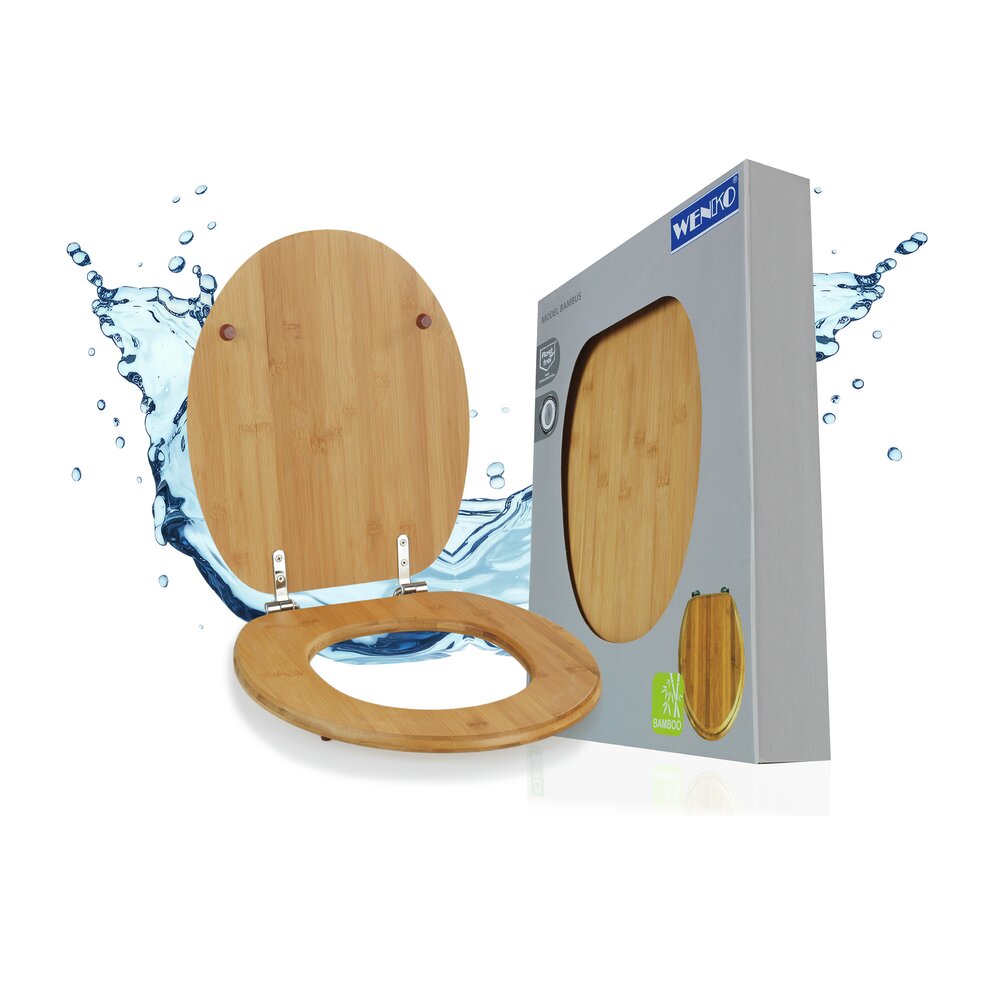 Abattant WC Bambou  fixation métallique en chrome
