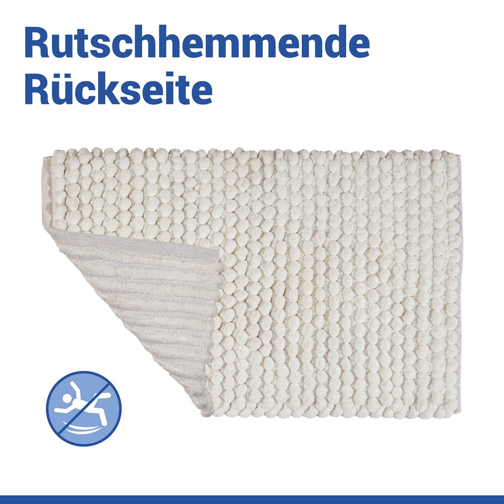 Badteppich Mod. Solivo Weiß, 50 x 80 cm  rutschfest und waschbar bis 30 °C