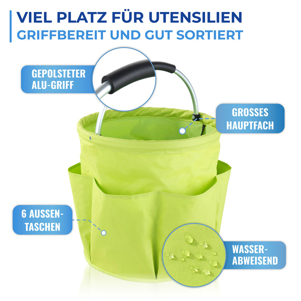 Garten Caddy XL Grün  Mit 6 Außentaschen