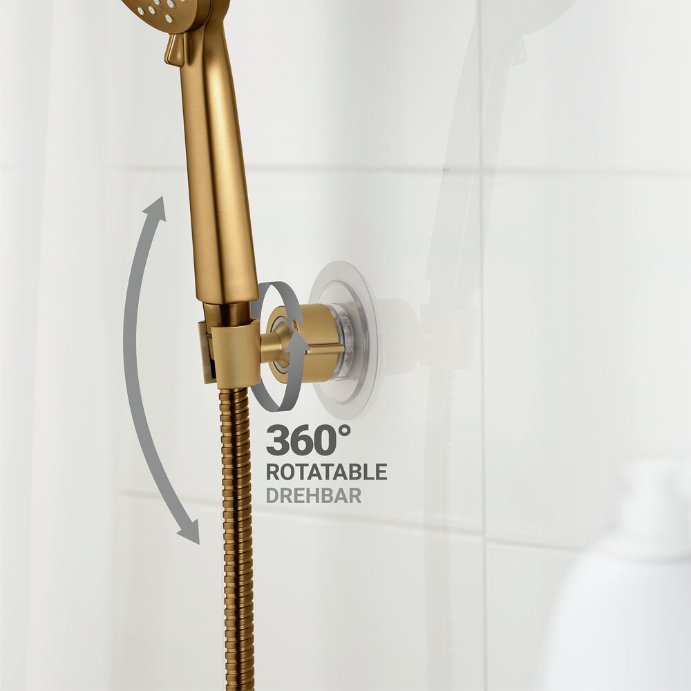 Duschkopfhalter 360° Gold  Befestigen ohne Bohren