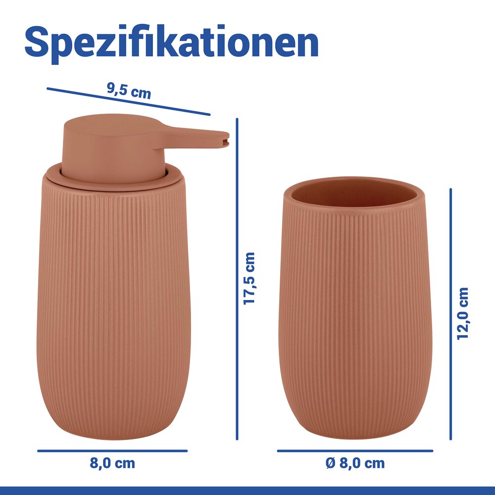 Bad-Accessoire Set Mod. Fablo Braun, 2-teilig  aus hochwertiger Keramik