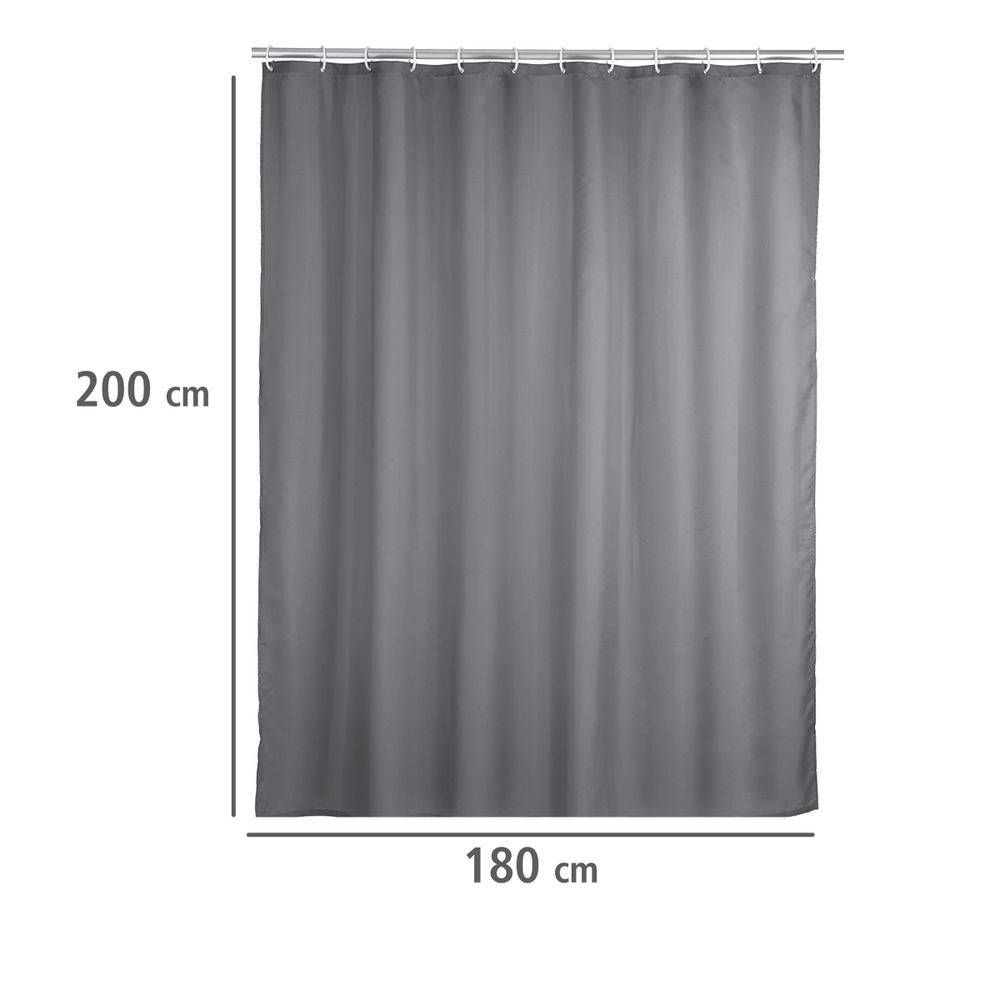 Anti-Schimmel Duschvorhang Uni Grey, 180 x 200 cm  waschbar