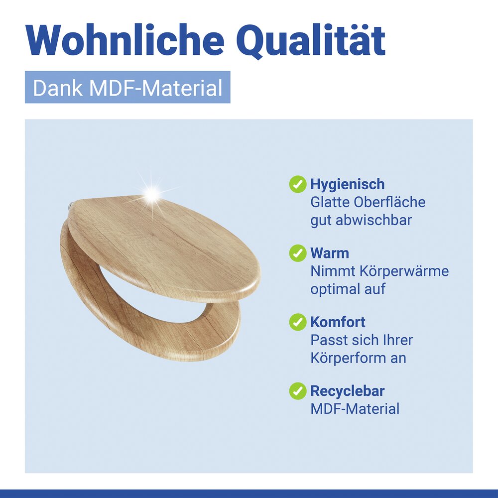 WC-Sitz Mod. Eiche hell  mit Absenkautomatik, FSC-zertifiziert