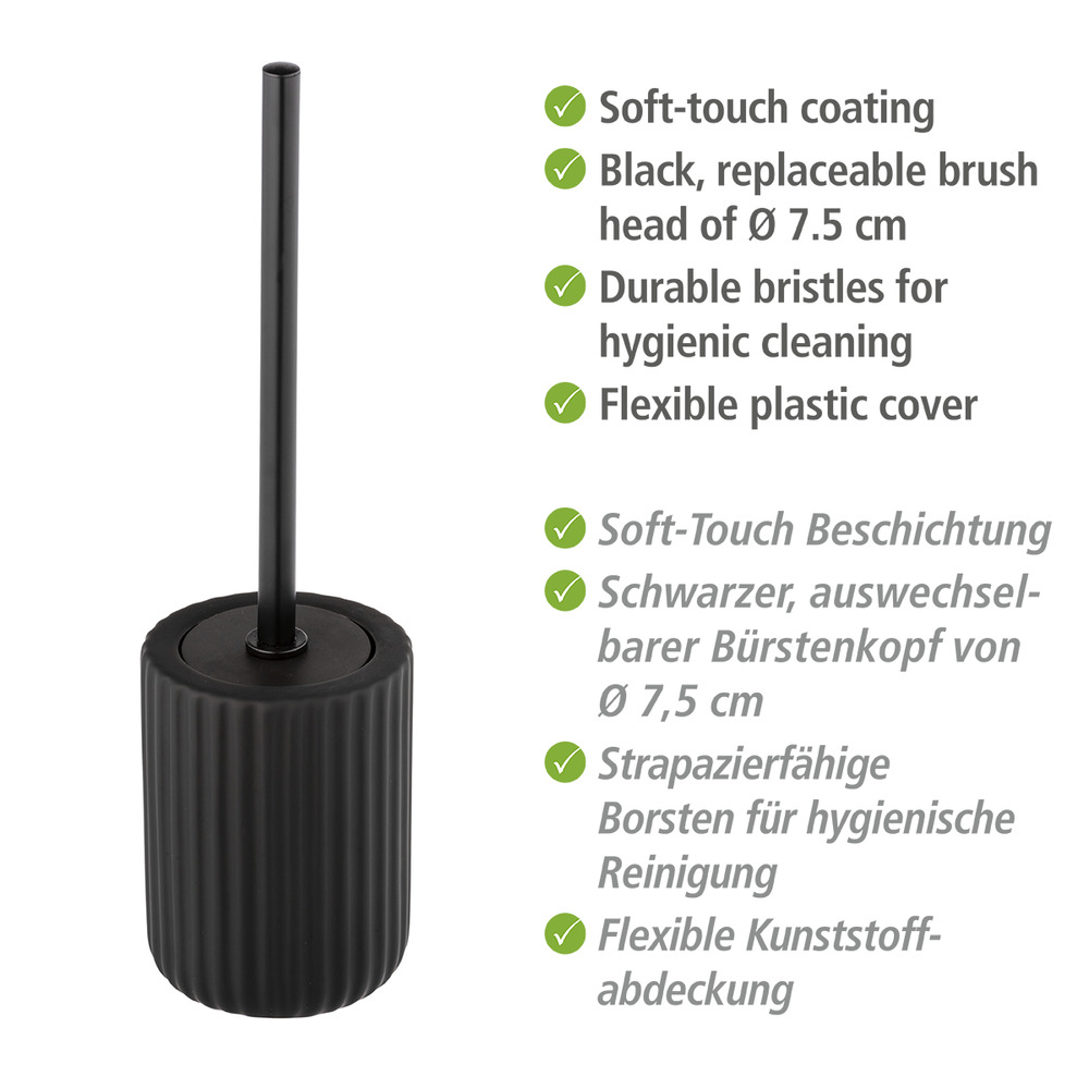 WC-Garnitur Mod. Belluno Schwarz Keramik  mit Soft-Touch Oberfläche