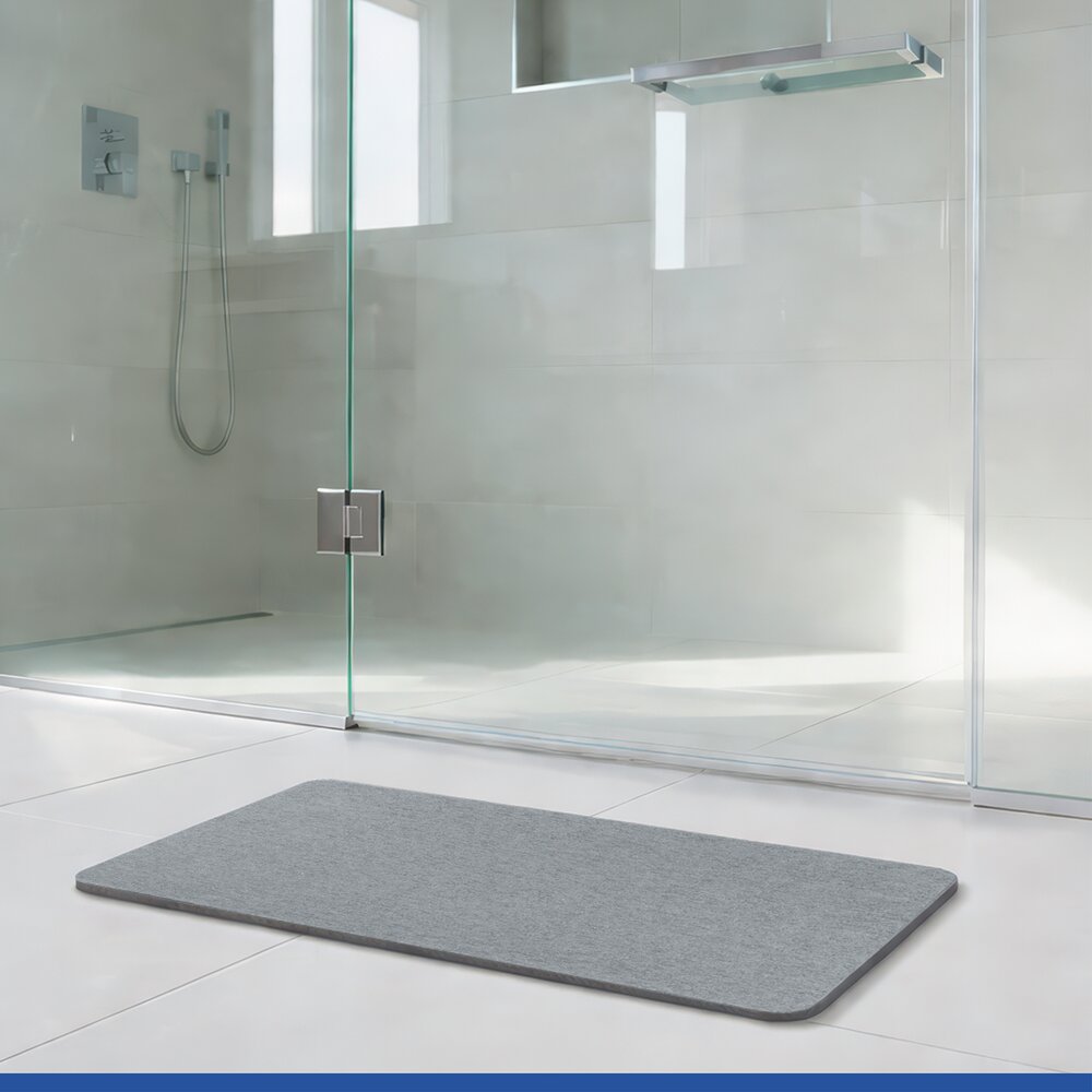 Tapis de bain Diatomite Mod. Simi Gris, 60 x 39 cm  séchage rapide et antidérapant