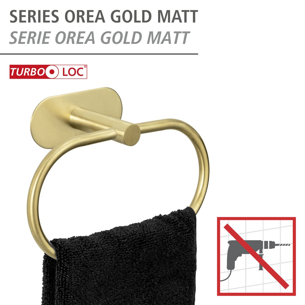 Turbo-Loc® Handtuchring Mod. Orea Gold Matt  Befestigen ohne Bohren