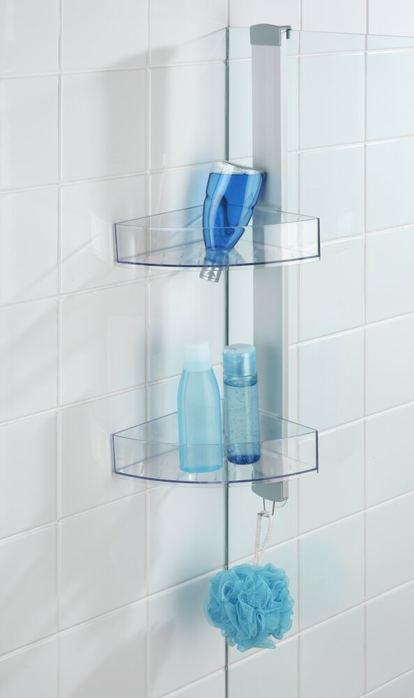 Valet de douche d'angle Premium  avec 2 étagères et crochets