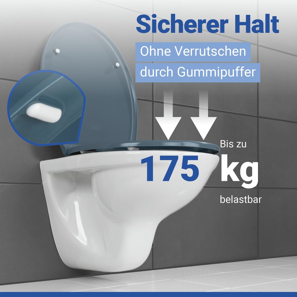Abattant WC Samos Bleu Ardoise  abaissement automatique