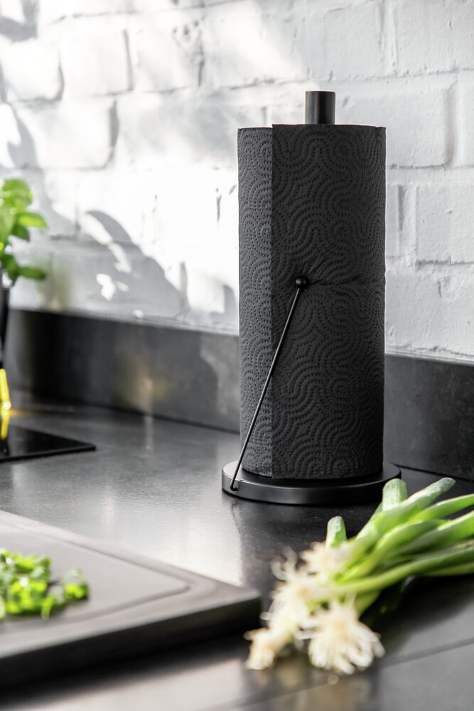 Küchenrollenhalter Mod. Clayton Schwarz  pulverbeschichtetes Metall