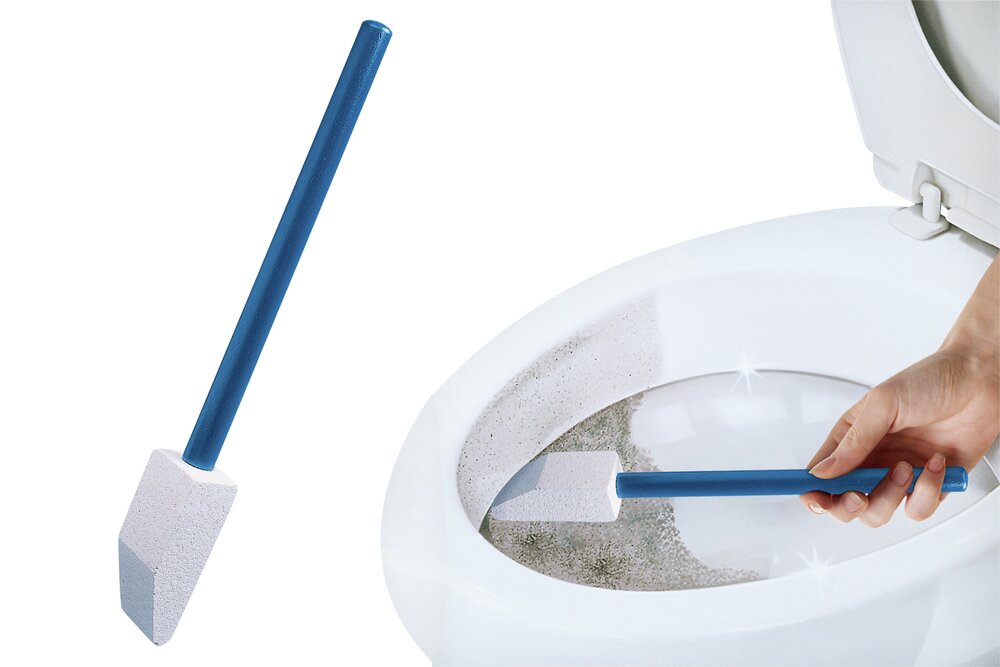 Toilettenreiniger Mod. Spezial  mit abgeschrägten Bimsstein und Holzgriff