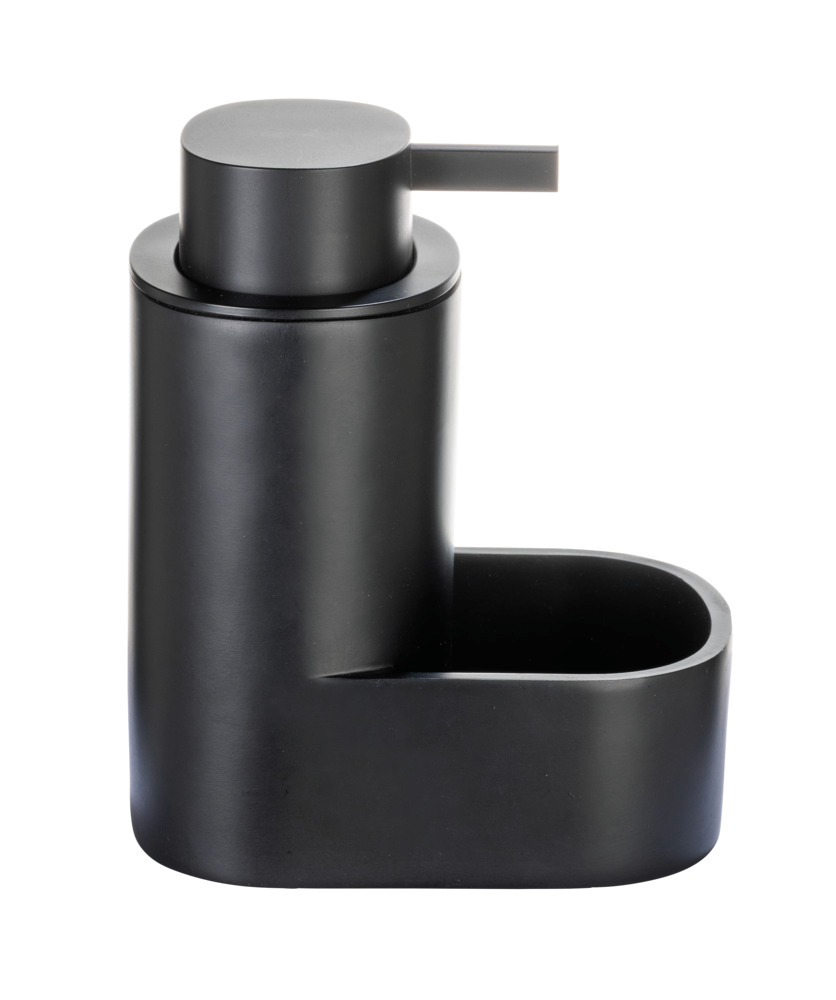 Seifenspender Mod. SHILA, schwarz, Kunststoff, 0,4l, 12,5x15,5x9 cm  mit Schwammablage für Küche