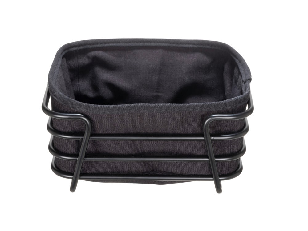 Brotkorb Mod. KENDRA, schwarz, Eisen/Baumwolle, 21x9x21 cm mit herausnehmbarem Stoffeinsatz Brotkorb Mod. KENDRA, schwarz, Eisen/Baumwolle, 21x9x21 cm mit herausnehmbarem Stoffeinsatz