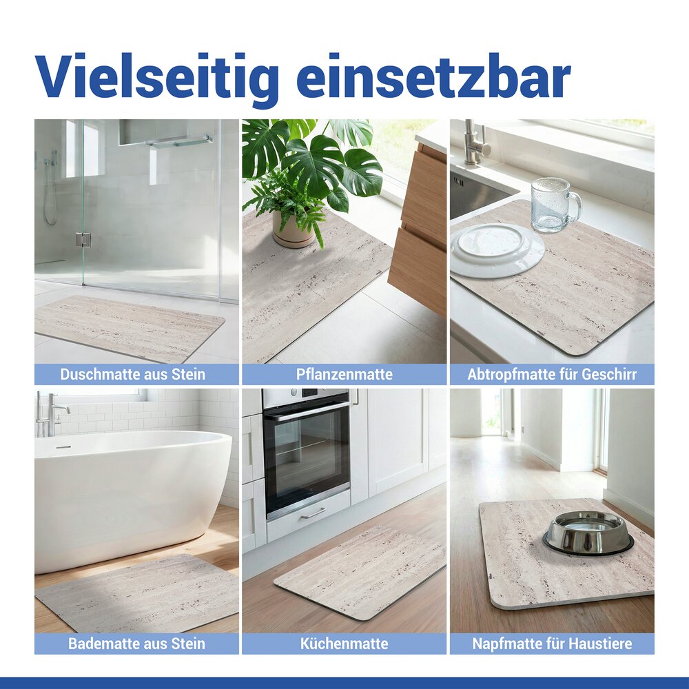 Diatomiet badmat Mod. Puna, 80 x 50 cm