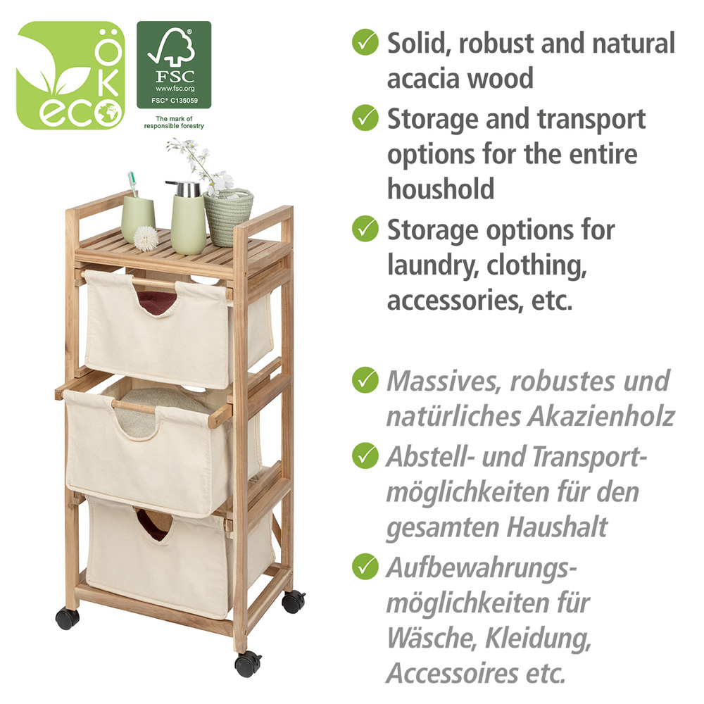 Wäschewagen Mod. Acina  3 Schubladen FSC® zertifiziert