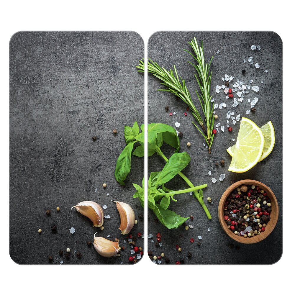 Herdabdeckplatten Universal Mod. Kräuter, 2er Set  für alle Herdarten geeignet