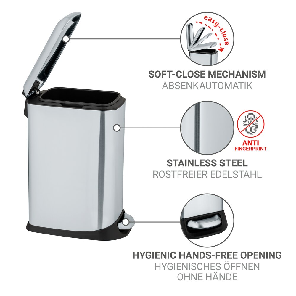 Treteimer Mod. Design 20 L, Easy-Close, Edelstahl  mit herausnehmbarem Einsatz