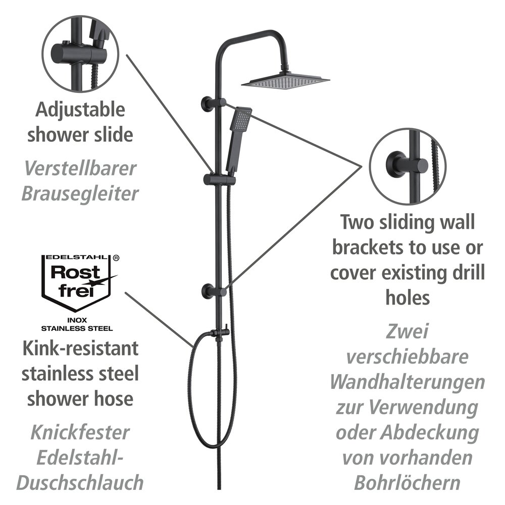 Douchesysteem Cuadro zwart mat